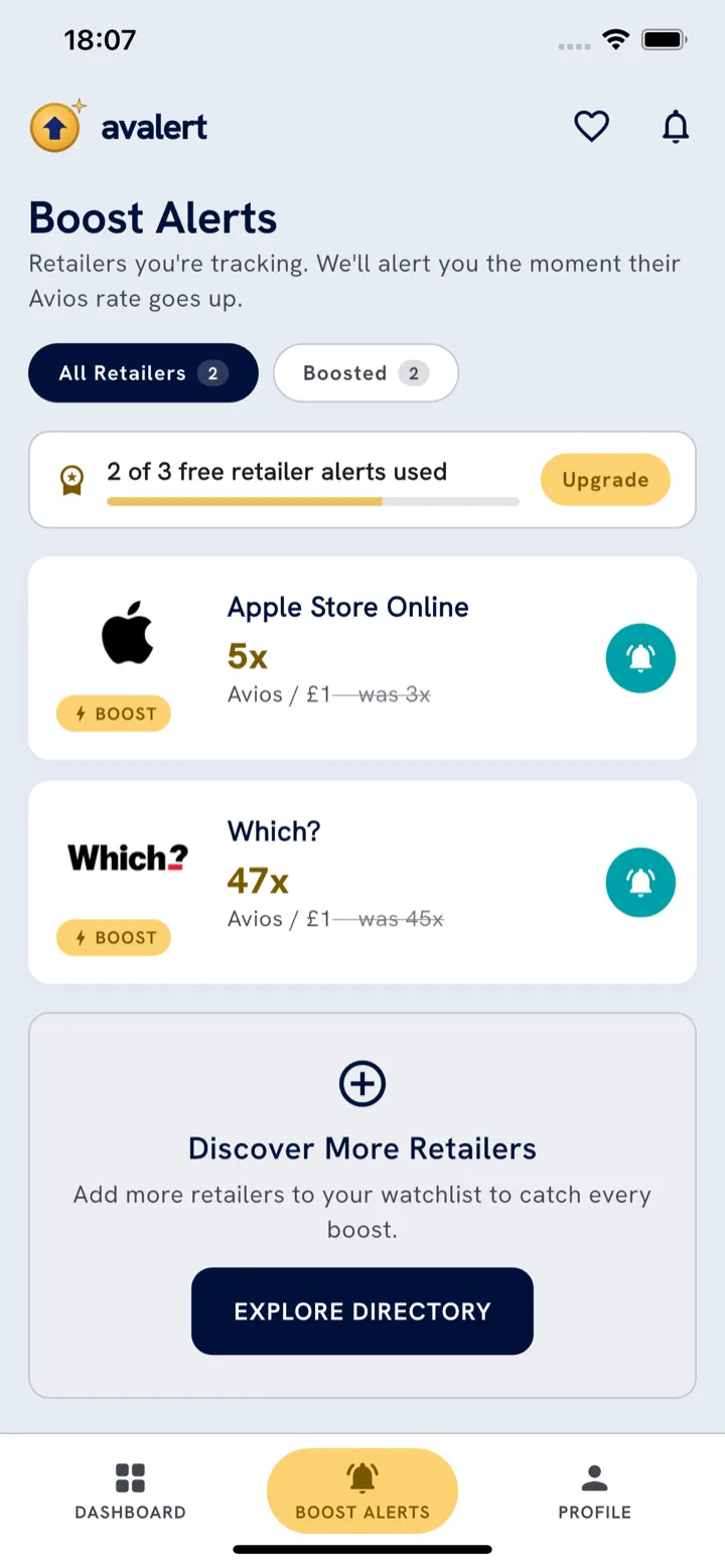 Avalert boost-alerts watchlist of tracked retailers